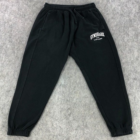 Gymshark Mens Sweatpants Joggers Large L Black Drawstring Pockets Athletic Gym - Picture 1 of 13